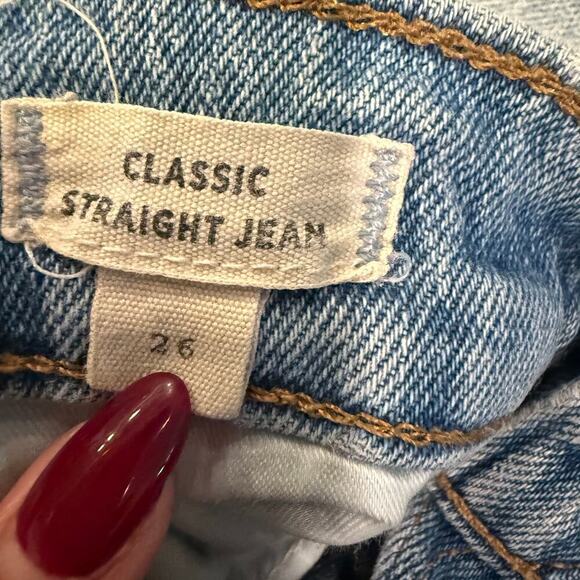 Madewell Classic Straight Jeans Women 26 Light Wash Cropped Raw Hem Streetwear - Picture 8 of 8